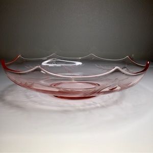 Vintage Pink Etched Elegant/Depression Glass Scalloped Edge Bowl